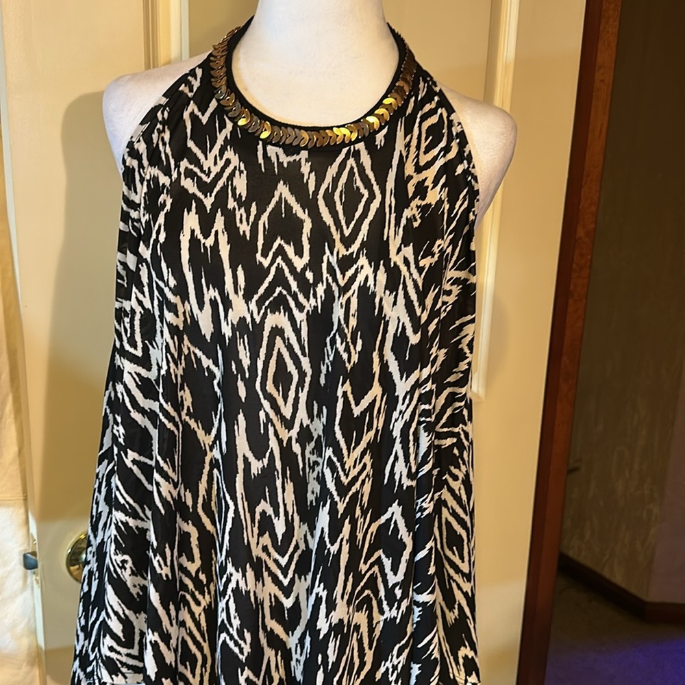 Club wear or Beach wear geometric design ties at neck open back NEVER WORN